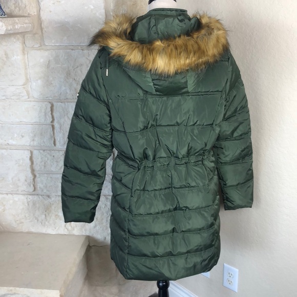 NWT ADRIENNE VITTADINI Long Puffer Coat Jacket with faux fur trim - Picture 5 of 16